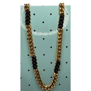 Vintage Heavy Goldtone Black‎ Link Chain signed Givenchy 1976 Paris New York
